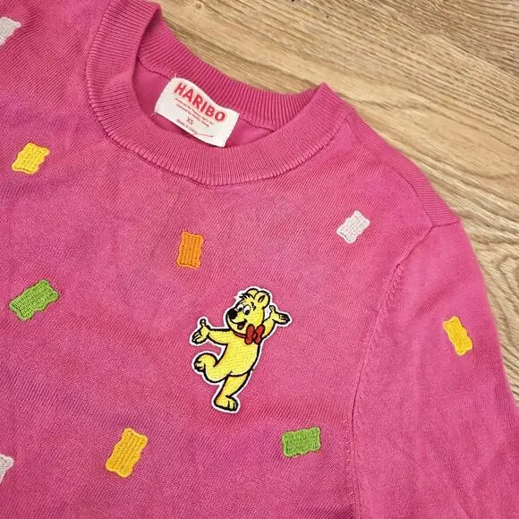 Haribo Pink Embroidered Gummy Bear Crewneck Sweater - Picture 3 of 8